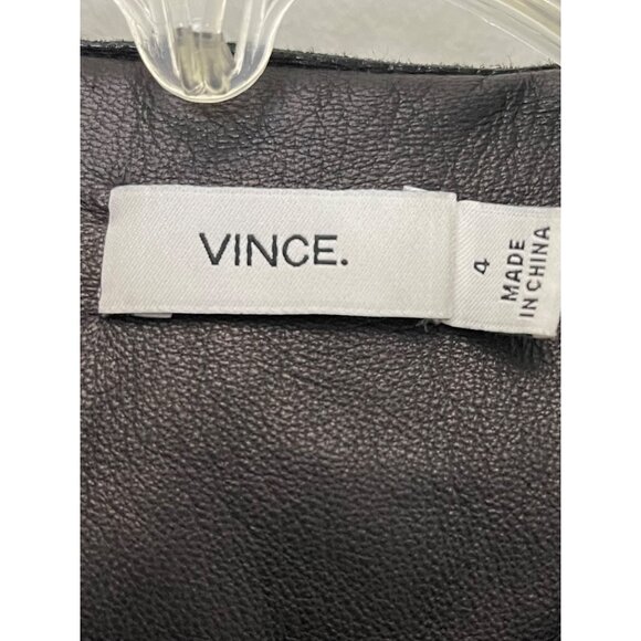 Vince Black lamb Leather Moto Jacket  size 4 - Picture 2 of 6